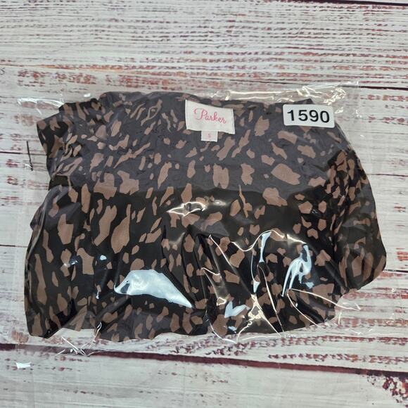 Parker Leopard Print Dress 100% Silk S Lightweight Flowy Whimsigoth Mobwife Glam - Picture 16 of 16